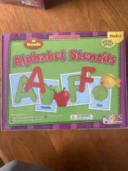 Scholastic Alphabet Stencils, 52 Stencils, PreK-1, Letters And Pictures, Sealed