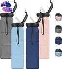 Collapsible Water Bottles, 4 Pack Bpa-Free Silicone Foldable Water Bottle Cup wi