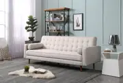 Sofa Bed 3 Seater Button Tufted Lounge Set for Living Room Couch in Fabric and Velvet