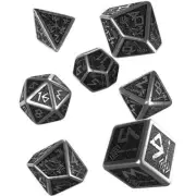 Q Workshop Dwarven Durable Metal and Black Polyhedral Dice Set of 7 Pieces
