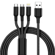 2A USB-A to Type-C/Micro/iP Cable Fast Charging Nylon Braided Core Line 1.2M Long for iPhone14 Pro for Huawei P50 for Vi