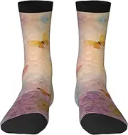[EdWal] Soft Butterfly print Moisture Wicking Socks Sports Socks for Men and Women Warm thermal Boot Hiking Socks