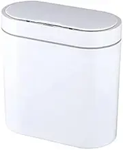 ELPHECO 10L Waterproof Motion Automatic Lid Sensor Trash Bin with Lid & Odor Filter Slim Plastic Narrow Toilet Garbage Can Touchless Odorless Recycle Trash Can White (No Battery)