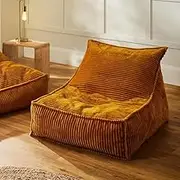 Luxe Fleece Beanbag Lounge Cover (No Filler) Bean Bag Chair Cover for Teens Or Adults Bean Bag Sofa with Handle Super Soft Washable Corduroy Fabric Lazy Sofa(Yellow)
