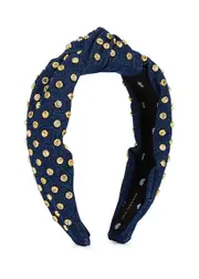 Lele Sadoughi Dark Blue Crystal-embellished Denim Headband One Size