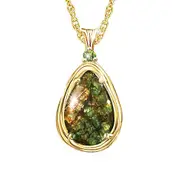 Rare Genuine Ammolite Pendant Necklace With Peridot Accent