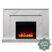 Armidale 132cm 1600W Electric Fireplace with Mantel White