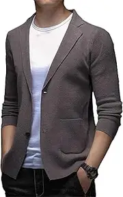 [Mkjuuior] Men's Knitted Cardigan Buttonless Casual Comfortable Sweater Men Clothes Coats Jacket