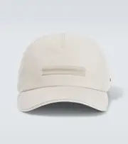 [Zegna] Zegna Logo leather-trimmed baseball cap XL white