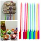 100Pcs Plastic BBQ Skewer Reusable Fruit Stick Flat Toothpicks Party Supplies