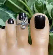 Gift For Women's Solid Metal Adjustable Snake Toe Ring White Gold Plated Silver