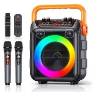 Karaoke Machine with 2 Wireless Mics,Portable Bluetooth Speaker & TWS Mode, 2...