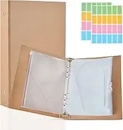 Knitting Needles Holder Case Set Circular Needle Case Circular Knitting Needle Storage 1 Pcs Kraft Cover 20 Pcs Binder Pockets and 48 Pcs Label Paper for Collecting Sorting