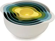 [Joseph Joseph] Duo 6-Piece Compact Food Preparation Set with Mixing Bowls, Measuring Cups and Colander, Multicolour