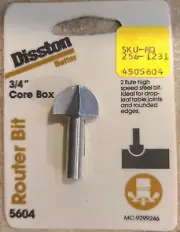 NOS Disston 3/4" Core Box Router Bit High Speed Steel 5604