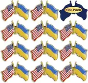 [MIDLE] 6/12/50/100 Pack-American Ukrainian Ukraine Friendship Flag Pins Bulk -1.5”