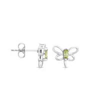 Genevive Kids Silver Peridot Earrings