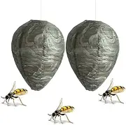 JHXhhthongtong 2 Pieces Fake Wasp Nest Hanging Fake Wasp Nest Mini Wasp Nest Decoy Simulated Fake Wasp Nest for Repelling Wasps from Home and Garden, Dark Green