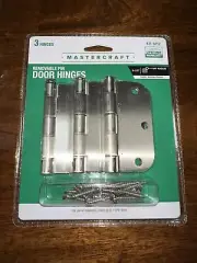 Master craft￼ 1- 3pk 3-1/2" Door Hinges Satin Nickel Finish Round 5/8” Radius