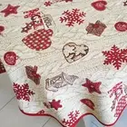 Tablecloth Oval Christmas Fabric Beige Snowflake Holiday Red Hearts Tapestry