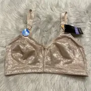 Bali 36DD Bra Beige Floral Double Support Seamless Wireless Back Close 3372 NEW