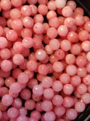 NATURAL JADE STONE BEADS PINK FACETED 8MM