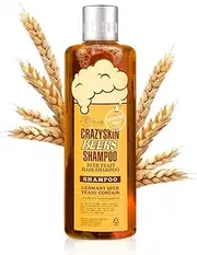 CRAZY SKIN German Beers Yeast Biotin Shampoo for Hard water, Anti-hair loss, and Thickening,Gentle Exfoliating & Scalp Function with Panthenol, Collagen and Free-Sulfate, Chemical, 300ml(10.15oz)