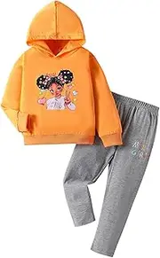 [Cakaner] Kid Toddler Girls Clothes Cartoon Pattern Print Sweatshirt Hoodie Sports Pants 2PC Girl Fall Winter Clothing Set