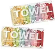 Compressed disposable towels, travel-sized facial cleanser, individually packaged rainbow-colored towels, face towels, 2 sets (28 small packages)