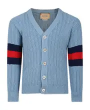 Gucci Kids V-Neck Long-Sleeved Cardigan 12Y light blue
