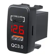 DC 12-24V Fast Charging Car Charger Socket Dual USB QC3.0 Adapter For Toyota