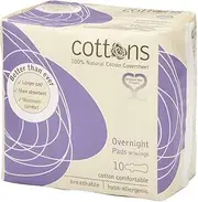 Cottons Overnight Pads w/wings 10 (6)