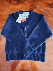 Snowflakes 100% Lambswool Cardigan Sweater Button Up Pockets Blue Knit NWT Sz 6