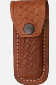 SH1131 Folding Knife Sheath Case Brown Leather fit Folding 3 1/2" to 4" Closed