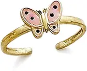 [JewelryWeb] 14k Yellow Gold Pink Enamel Butterfly Angel Wings toe ring-toe ring for Women