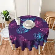 Butterfly Table Cloth Round Tablecloth 60 Inch Waterproof Table Cover Washable Table Cloth Polyester for Party Picnic
