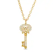 0.13 CT. T.W. Natural Diamond Filigree-Top Key Pendant in 10K Yellow Gold