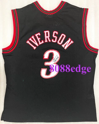 "ALLEN IVERSON" SIGNED M&N JERSEY AUTO NBA TOP 75 INSCRIPTION AUTOGRAPH W/PHOTO