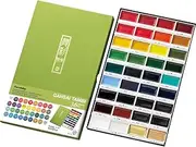 Kuretake GANSAI TAMBI Watercolor 36 Colors Set, Handcrafted, Professional-Quality Pigment Inks for Artists and Crafters, AP-Certified, Blendable, Show up on Dark Paper, Made in Japan
