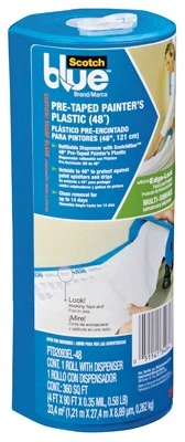 Painter's Plastic + Dispenser, Pre-Taped, 48-In. x 90-Ft. PTD2093EL-48-S