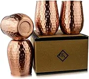 Kosdeg Copper Cups - 16 Oz Set of 4 - Unique Way to Enjoy Wine - Perfect Pure Tumbler for Water - Better Than Glasses or Plastic - Moscow Mule Cup for Drinking
