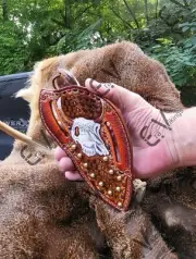 Cowboy Pancake Knife Sheath and Knife Combo, Left Side Bull Cutter, Father's Day