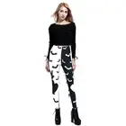 House Of Dasein Cat Bat Printed Leggings Gothic Black White Pants Women polyeste