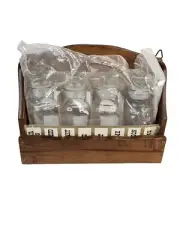 NOS Vintage Rossini Spice Rack With 4 Bottles Lables & Wooden Wall Rack Sealed