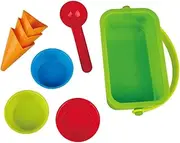 Hape Kids Ice Cream Shop Sand Toys Set - Beach and Sandbox Play Kit with Ice Cream Scoop and Molds - Summer Outdoor Toys with Storage Container