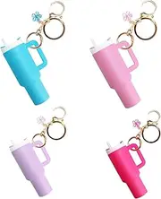 [EROLPXE] Mini Tumbler Keychain (4 Pack) for Stanley Cup, Cute Mini Cup Keychain Chapstick Holder for Women Girls Purse Handbag Backpack, Multicolor