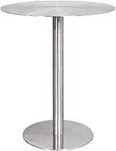 Bar Height Table, Pub Table Cocktail Bistro High Table, Dining Conference Meeting Table, Round Table with Stainless Steel Metal Leg, Small End Table(60x75cm/2.0x2.5ft)