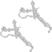 [MOBUTOFU] 1pair Retro Unisex Cross Earrings Rhinestones Stylish Ear for Men and Women for Unique Ear Decorations and Photography Props