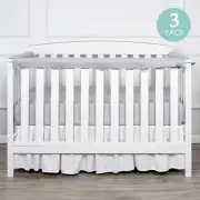 3Pcs Gray Crib Rail Cover Protector Safe Teething Guard Wrap for Standard Crib