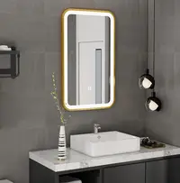 在飛比找松果購物優惠-40*80CM 方鏡 帶燈鏡子 浴室鏡 智能鏡 鏡子 化妝鏡